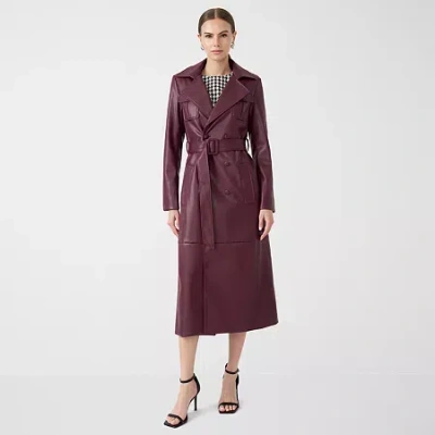 Rm Rebecca Minkoff Womens Faux Leather Trench Coat In Red