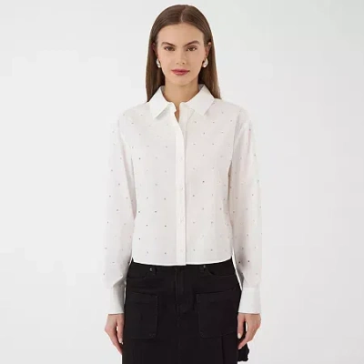 Rm Rebecca Minkoff Womens Fitted Long Sleeve Loose Fit Button-down Shirt In White