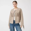 Rm Rebecca Minkoff Womens Fringe Jacket In Sand