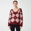Rm Rebecca Minkoff Womens V Neck Long Sleeve Pullover Sweater In Red