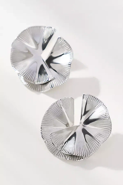 Rmn Lola Statement Fan Earrings In Silver