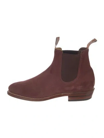 Pre-owned R.m.williams Suede Chelsea Boots In Burgundy