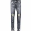 Rnwy Men's Van Gogh Paint Splatter Denim Jean In Washed Black In Grey