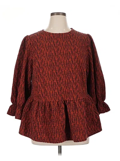Pre-owned Ro & De 3/4 Sleeve Blouse In Red