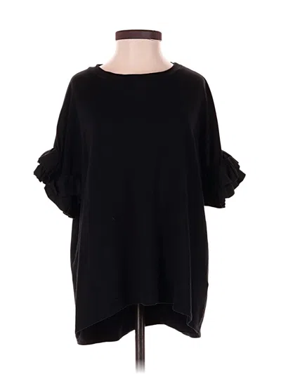 Pre-owned Ro & De 3/4 Sleeve Top Black Cold Shoulder Neckline Tops