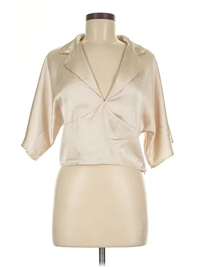 Pre-owned Ro & De Short Sleeve Blouse In White