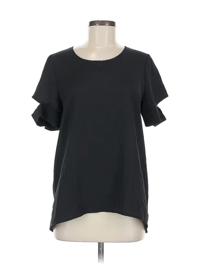 Pre-owned Ro & De Short Sleeve Top Black Keyhole Neckline Tops