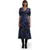 Ro&zo Blue Daisy Print Ruched Front Dress In Blue