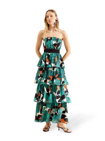 Ro&zo Claudia Print Tiered Dress In Multi