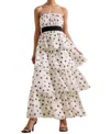 Ro&zo Womens Claudia Polka-dot Tiered Cotton And Linen-blend Maxi Dress Black In White