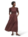 Ro&zo Cotton Puff Sleeve Midi Dress In Brown