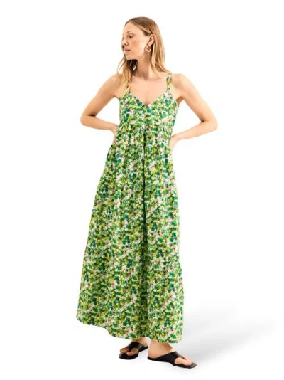 RO&ZO RO&ZO DITSY COTTON TIERED MIDI DRESS