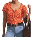 Ro&zo Red Ditsy Empire Seam Top In Multi