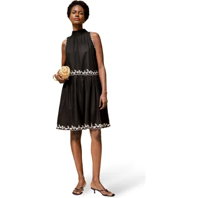 Ro&zo Embroidered Scallop Short Dress In Black