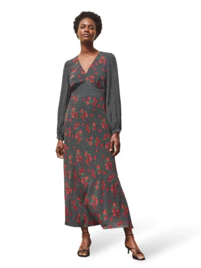 Ro&zo Floral And Spot Mix Dress In Gray