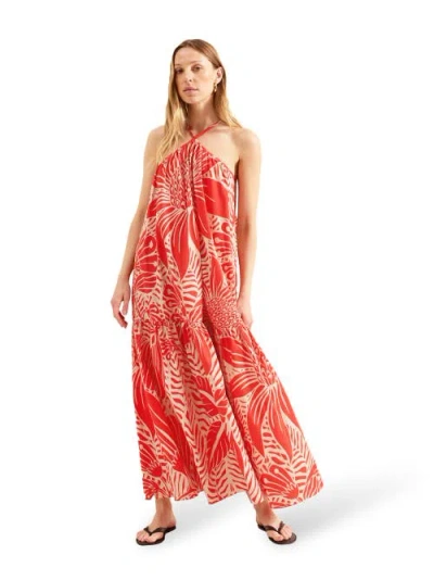 Ro&zo Floral Halter Neck Dress In Orange