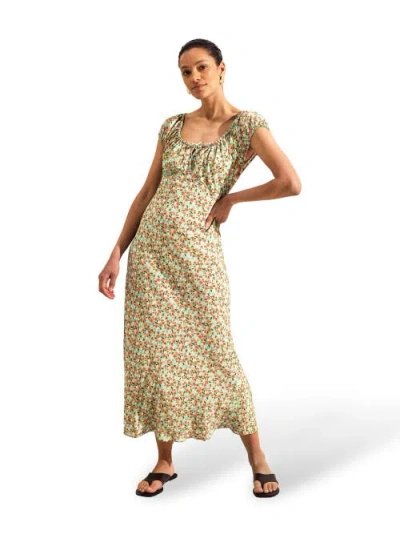 Ro&zo Gathered Scoop Neckline Midi Dress