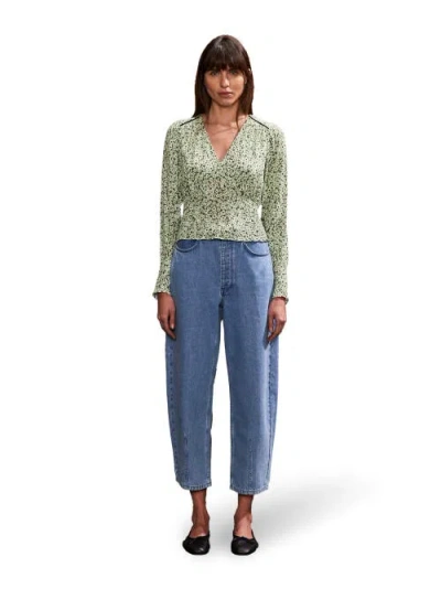 Ro&zo Green Ditsy Pintuck Blouse
