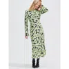 Ro&zo Green Floral Flute Sleeve Dress In Green