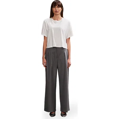 Ro&zo Pinstripe High Waist Pants In Grey