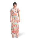 Ro&zo Hazel Floral Frill Sleeve Maxi Dress In Blue
