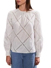 Ro&zo Ivory Diamond Lace Trim Blouse In Ivory