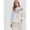 Ro&zo Ivory Embroidered Yoke Blouse In Ivory