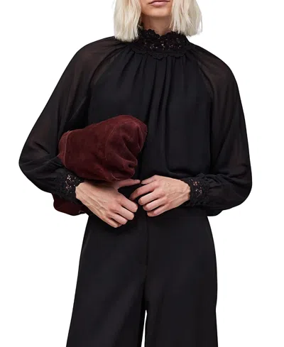 Ro&zo Ro & Zo Lace Neck And Cuff Blouse In Multi