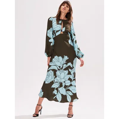 RO&ZO RO&ZO MAE FLORAL TWIST FRONT MIDI DRESS