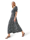 Ro&zo Multi Pansy Print Shirred Cuff Midi Dress