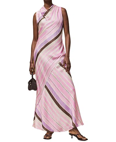 Ro&zo Ro & Zo Phoebe Stripe Cowl Neck Satin Dress In Multi