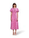 Ro&zo Womens Ditsy-pattern Puff-sleeved Woven Midi Dress Pink Puff Midi Dress In Pink