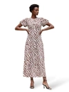Ro&zo Womens Zebra-print Puff-sleeve Woven Midi Dress Brown In Brown