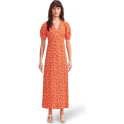 Ro&zo Red Ditsy V-neck Midi Dress