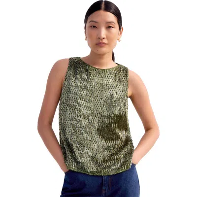 Ro&zo Sequin Shell Tank Top In Green
