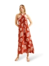 Ro&zo Womens Red Seashell-print Halterneck Woven Maxi Dress In Brown