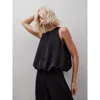 Ro&zo Sleeveless Bubble Hem Top In Black