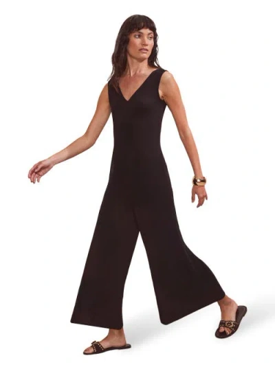 Ro&zo Sleeveless Jersey V Neck Jumpsuit In Brown