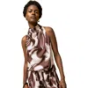 Ro&zo Swirl Print Drape Top In Brown