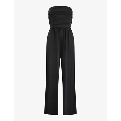 Ro&zo Bandeau Gathered Jersey Jumpsuit In Black