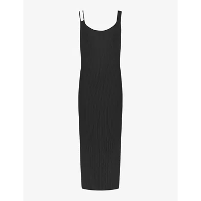 Ro&zo Cut-out Strap Knitted Midi Dress In Black