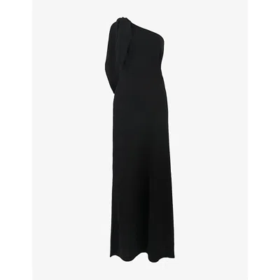 Ro&zo One-shoulder Slim-fit Crepe Maxi Dress In Black