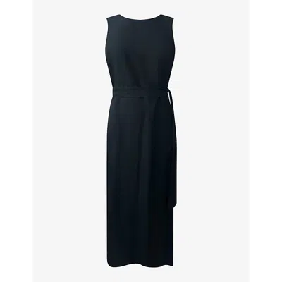 Ro&zo Sleeveless Tie-waist Woven Midi Dress In Black