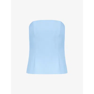 Ro&zo Bandeau Zip-fastening Stretch-crepe Top In Blue