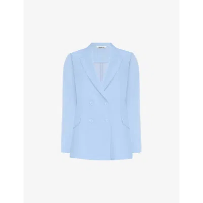 Ro&zo Peak-lapel Double-breasted Stretch Woven-blend Blazer In Blue