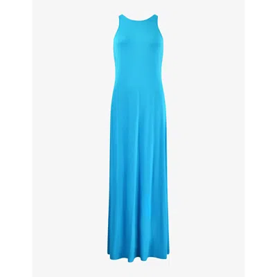 Ro&zo Round-neck Sleeveless Jersey Maxi Dress In Blue