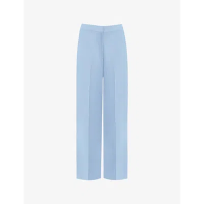 Ro&zo Straight-leg High-rise Stretch-crepe Trousers In Blue