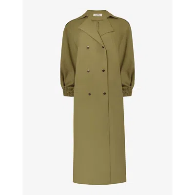 Ro&zo Belted Relaxed-fit Woven Trench Coat In Khaki