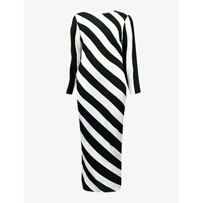 Ro&zo Clara Stripe-print Woven Maxi Dress In Mono