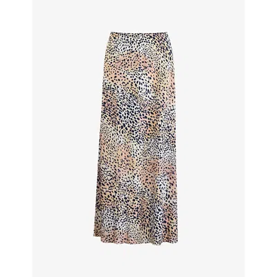 Ro&zo Leopard-print Split-hem Woven Midi Skirt In Multi